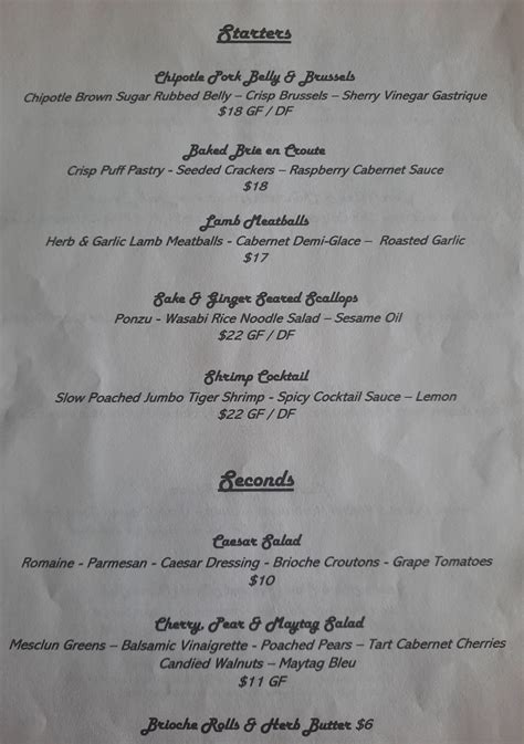 J Paul's Dining Room Menu - The Kirby Hotel