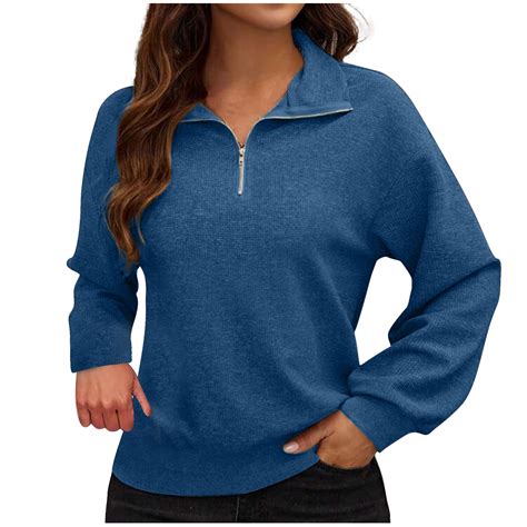 Women's Half Zip Sweatshirt Casual Long Sleeve Stand Collar Quarter Zip ...