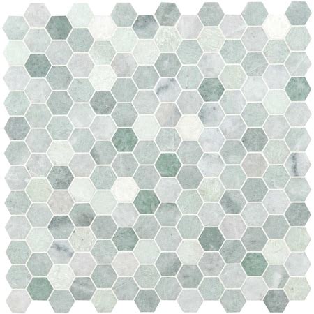 Msi Icelandic Green Hexagon 12"X11.81"X 10 Mm Polished Marble Mesh ...