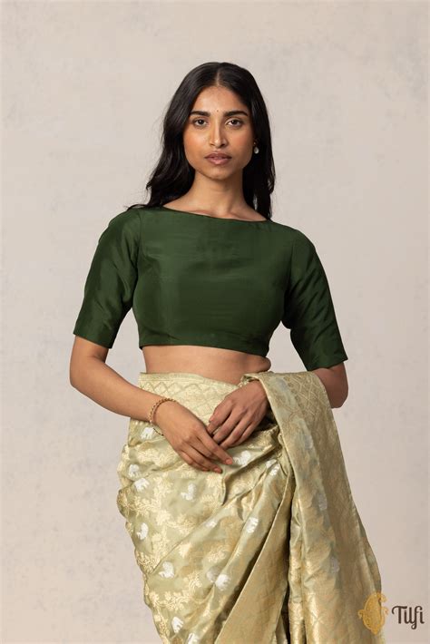 Green Pure Silk Essentials Blouse - Tilfi