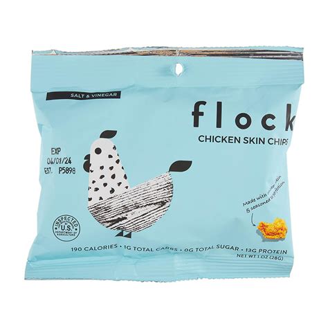 Flock Chicken Skin Chips, Salt & Vinegar, 1 oz