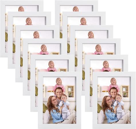 Giftgarden White 5x7 Picture Frame Pack of 12, Multi White Woodgrain 5 ...
