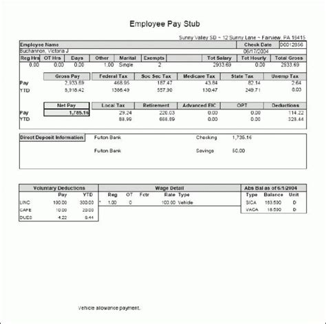 1099 Employee Pay Stub Template