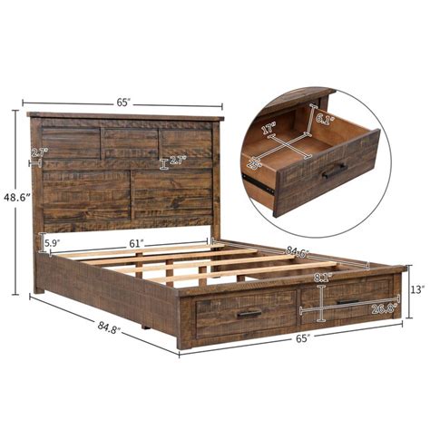 JASMODER Natural Queen Composite Platform Bed with Storage at Lowes.com