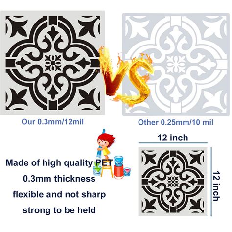 Buy 12 x 12 Inch Large Size Reusable Stencil Laser Cut Painting ...