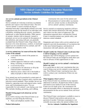 Fillable Online Service Animals: Guidelines for Inpatients Fax Email ...