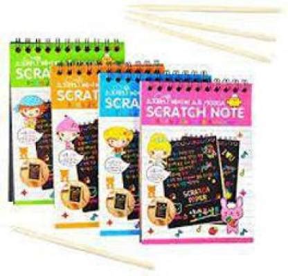 Kivya Scratch Book for Kids Drawing and painting with Stick Pack of 4 ...