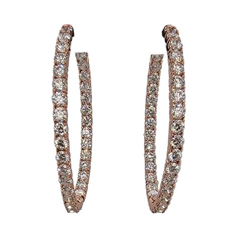 Rose Gold Diamond Hoops at 1stDibs