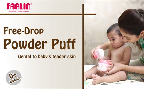 Farlin Free Drop Powder Puff for Baby's Tender Skin (Blue) - 110 G ...
