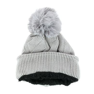 Polar Extreme Women's Zigzag Print Beanie Cuff Cap With Sherpa Lining