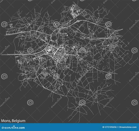 Street Roads Map of MONS, BELGIUM Stock Vector - Illustration of navigational, global: 272105656