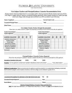 Fillable Online fauhigh fau Core Subject Teachers and Principal ...