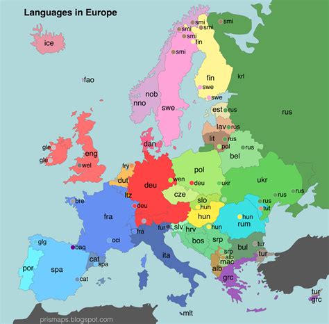 Language Map Of Europe