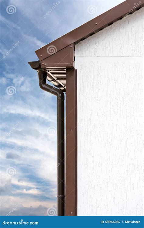 Plastic Rain Gutters on a Home Stock Image - Image of drainage, home ...
