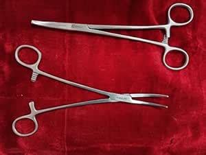 Surgical Forceps Set, Stainless Steel Medical Clamps, Serrated Tips ...