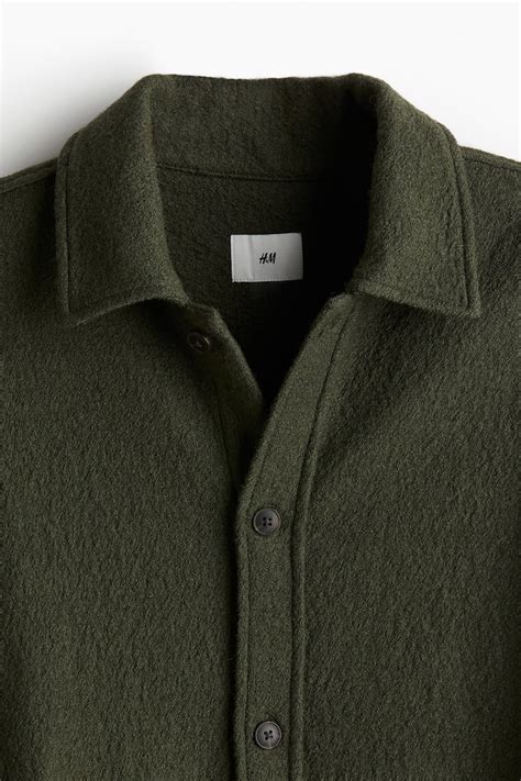 Men’s Dark khaki green Regular Fit Wool-blend overshirt | H&M IN