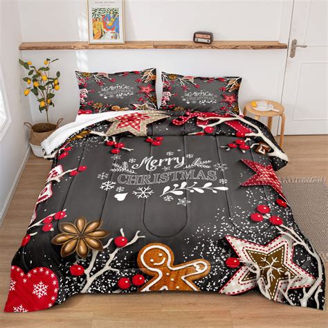 Move Over 3-Pieces Christmas Green Gingerbread Man Comforter Bedding ...