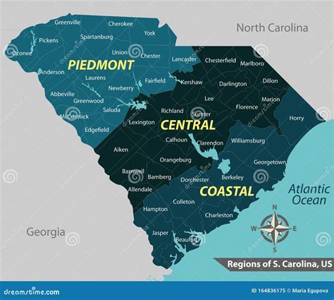 Map of State South Carolina, USA Stock Vector - Illustration of seal ...