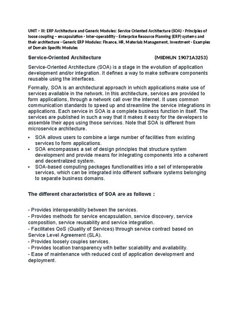 UNIT 3 Enterprise systems - UNIT – III: ERP Architecture and Generic ...