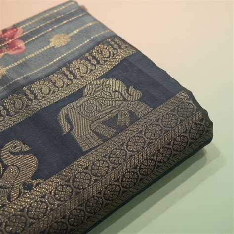 KUBERAN BLUE PRINTED COTTON SAREE – Kuberan Silks