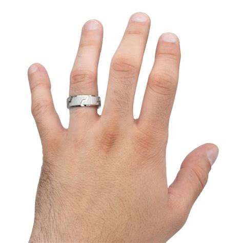 Buy Silver Tone Titanium Tread Pattern Band Ring at INOX Jewelry - INOX ...
