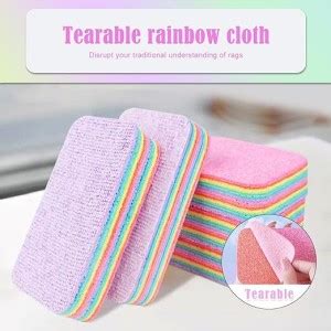 ShoppoStreet Rainbow Sponge,12-Layer Tearable Dishwashing Sponge for ...