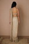 Buy Off White Net, Crepe Cut Work, Embroidery Scoop Neck Sequin Saree ...