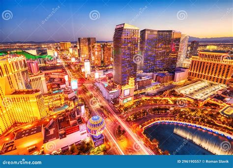 Las Vegas Strip Aerial View at Sunset Editorial Photography - Image of ...