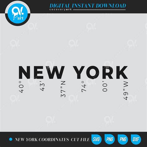New York Latitude and Longitude SVG Cut Files Vector Files Clip Art Cut ...