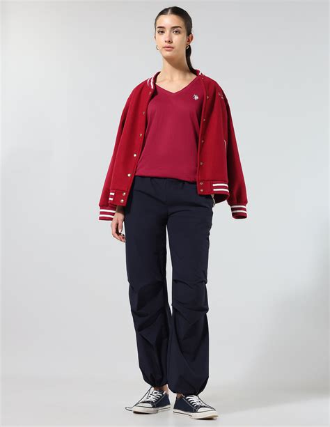 Buy Women Boxy Fit Solid Lounge T-Shirt Red|U.S. Polo Assn. India