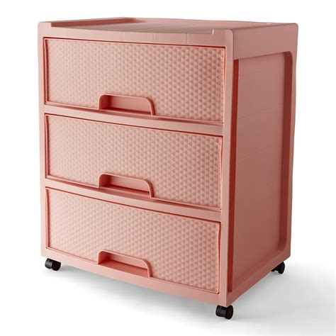 Mainstays 3 Drawer Wide Diamond Pearl Blush Storage Cart - Walmart.com