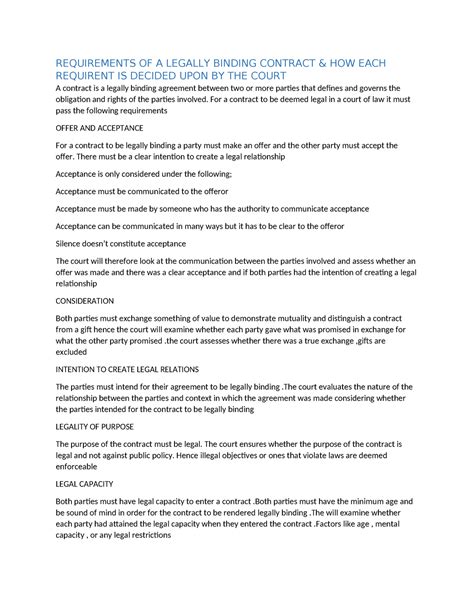 Requirements OF A Legally Binding Contract - REQUIREMENTS OF A LEGALLY ...