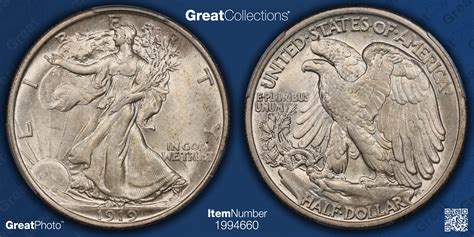 1919 Walking Liberty Half Dollar PCGS AU-58 (Item 1994660 ...