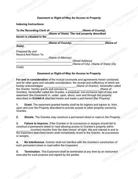 Easement or Right of Way for Access to Property | US Legal Forms
