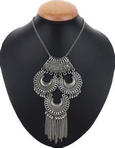 ZuriKrisha Designer Long Necklace for Girls Sterling Silver Plated ...