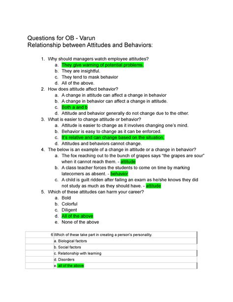 Answers for OB - assignment for OB - Questions for OB - Varun ...