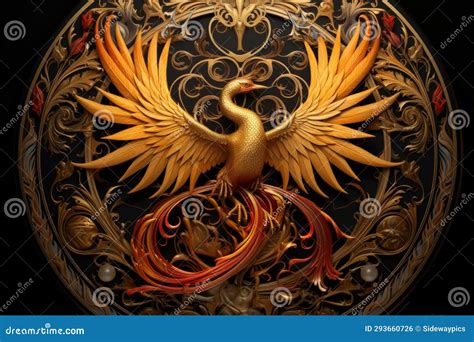 Gilded Phoenixes, Symbols of Rebirth and Resurrection, with Feathers of ...