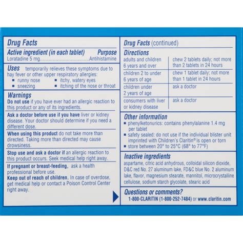 Children's Liquid Claritin Dosage Chart at Crystal Frasher blog