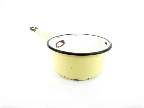Vintage enamel cooking pot with handle, vintage kitchen decor – Tinos ...