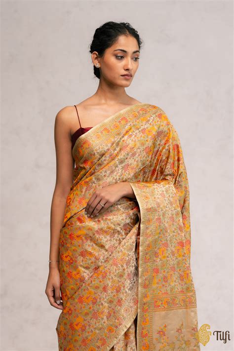 Fawn Pure Soft Satin Banarasi Handloom Saree - Tilfi