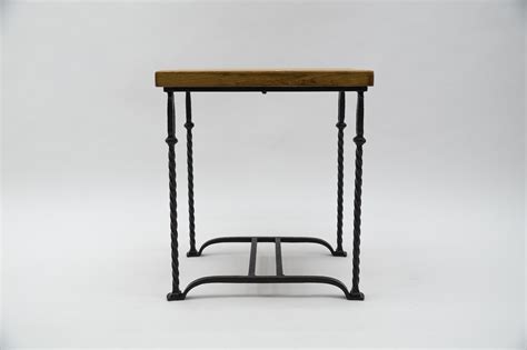 Great Set of 4 Wrought Iron and Solid Oak Side Tables, France, 1960s at ...