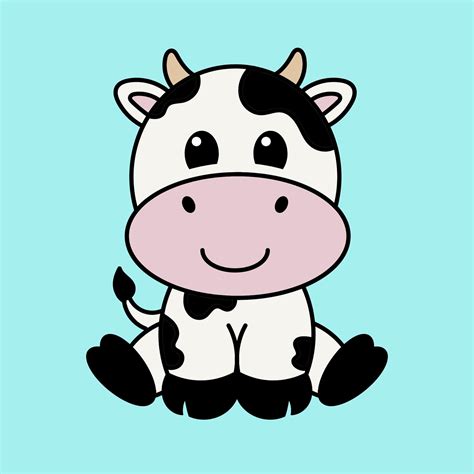 Cute Cow Clip Art Cute Blue Cow Mascot Character Kawaii Cartoon...
