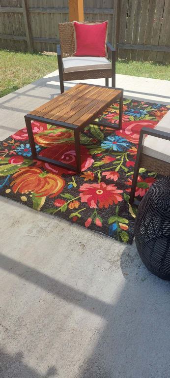 Santa Monica Black Floral Indoor & Outdoor Area Rug, 5X7 | At Home