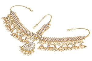 Buy Sanjog Golden Metal Kundan Stone Studded Matha Patti for Women at ...