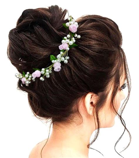 Buy Hair Flare Artificial Small Flower with Pearl Bridal Hair Vein/Hair ...