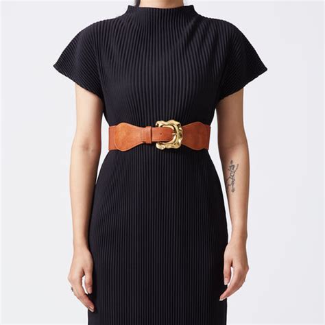 Buy Tan Elastic Back Distended Buckle Belt - Scarlet Sage