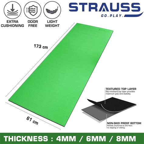 STRAUSS Yoga Mat with Carry Bag | Anti-Slip Exercise Mat for Women & M ...