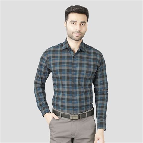 5thanfold Men's Formal Pure Cotton Full Sleeve Checkered Green Slim Fi ...