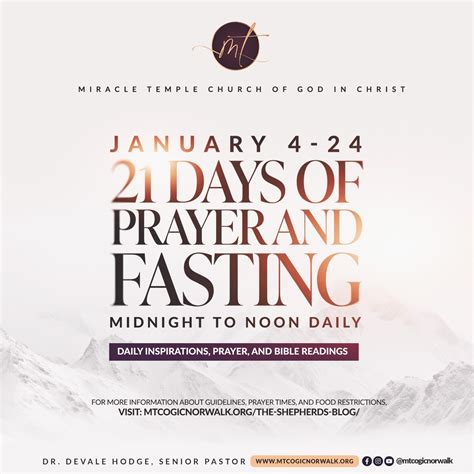 21 Days of Prayer and Fasting 2026 – Miracle Temple Church of God in Christ