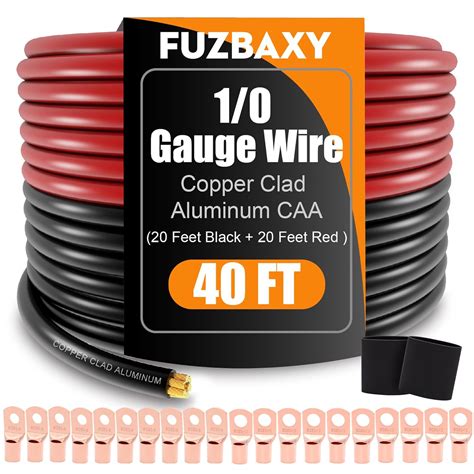 AWG 1/0 Gauge Wire (20 Feet Black+20 Feet Red) Copper Clad Aluminum CCA ...